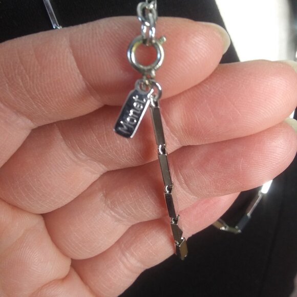 vintage Monet silver tone Modernist geometric  rectangle block links necklace - Picture 11 of 14